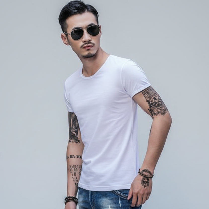 Men’s Summer Bamboo Fiber T-Shirt – Lightweight Breathable Casual Tee
