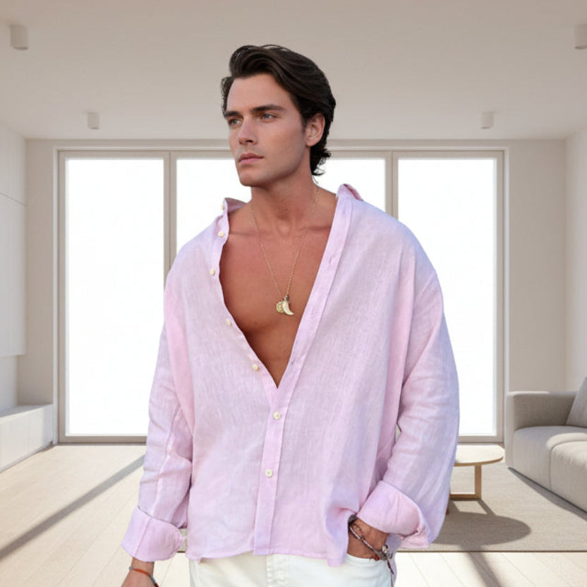 Men’s Outdoor Long Sleeve Cotton Shirt –  Casual Holiday Streetwear Loose Cardigan Top