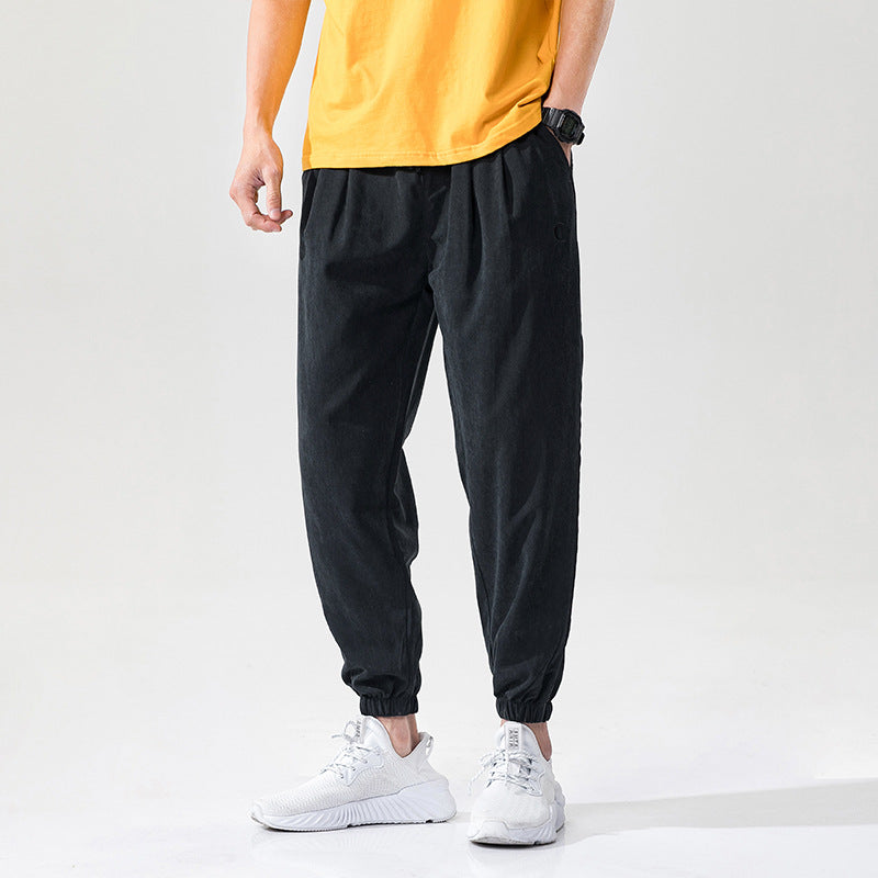 Men’s Summer Loose Casual Trousers – Thin Cotton Nine-Length Pants