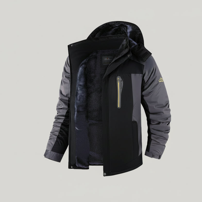 Men’s Casual Fleece Mid-Length Winter Coat – Thick Warm Polyester Jacket