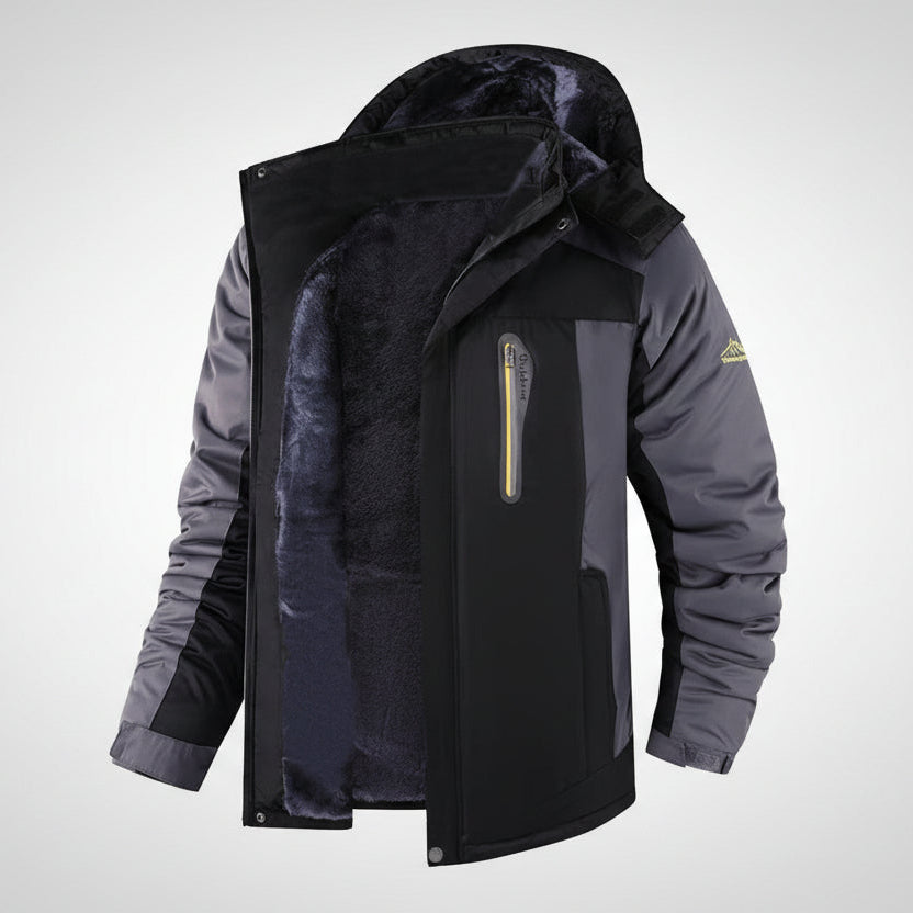 Men’s Casual Fleece Mid-Length Winter Coat – Thick Warm Polyester Jacket
