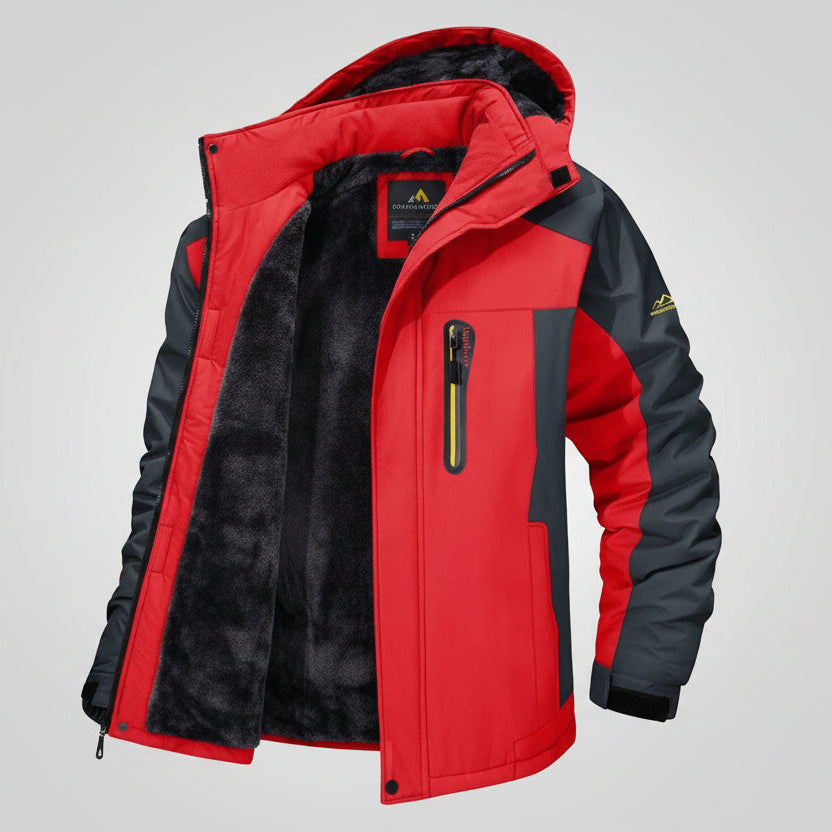 Men’s Casual Fleece Mid-Length Winter Coat – Thick Warm Polyester Jacket