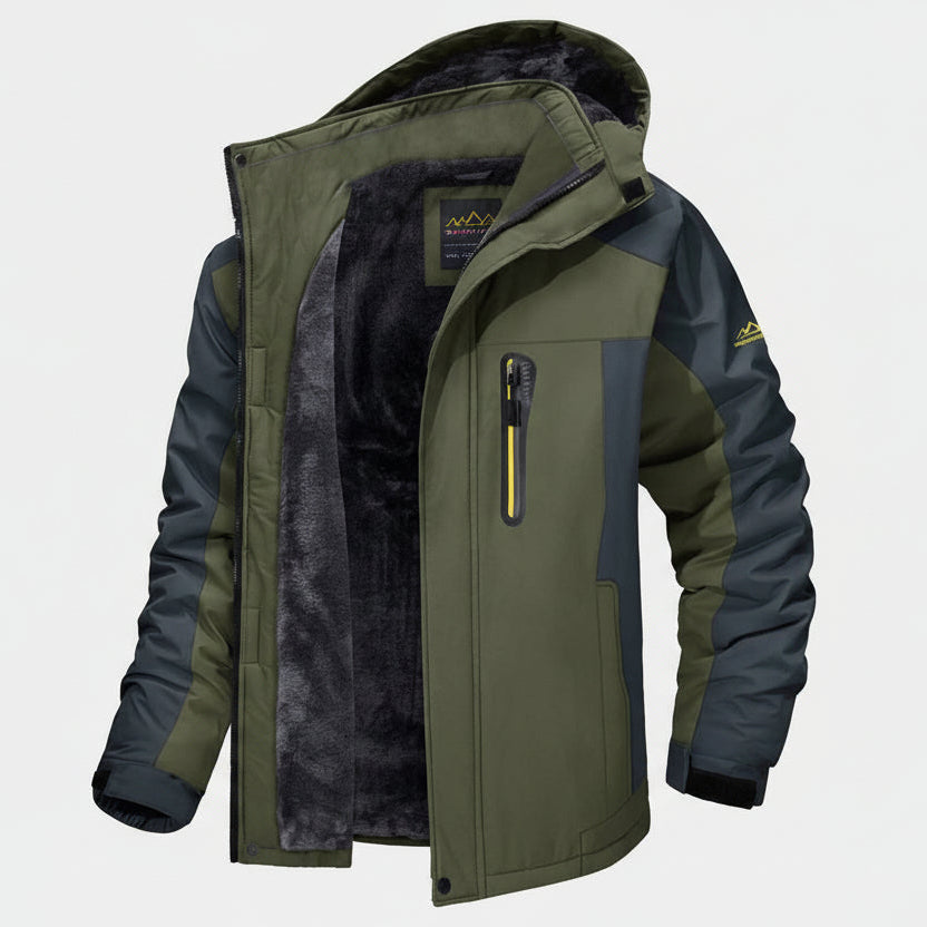 Men’s Casual Fleece Mid-Length Winter Coat – Thick Warm Polyester Jacket