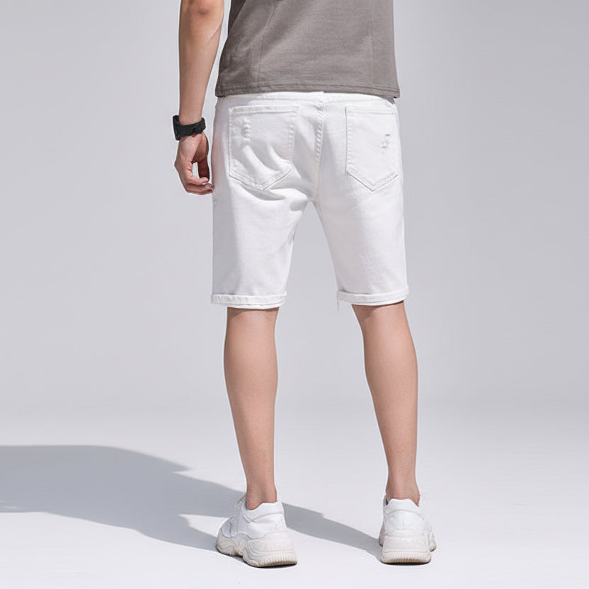 Men’s Korean Style Denim Shorts – Loose Straight Fit Washed Cotton