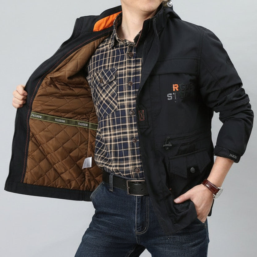 Men’s Medium-Long Casual Outdoor Hooded Jacket – Plus Size Zip-Up Coat