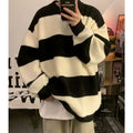 Men's Vintage Stripe Knitwear Coat – Loose Pullover Sweater