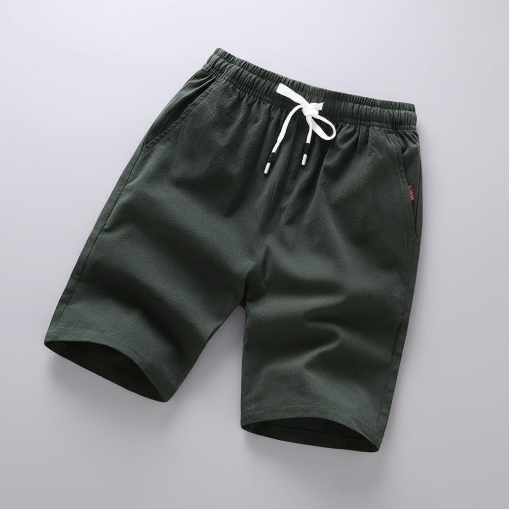 Men’s Summer Cotton Shorts – Lightweight Lace-Up Casual Shorts