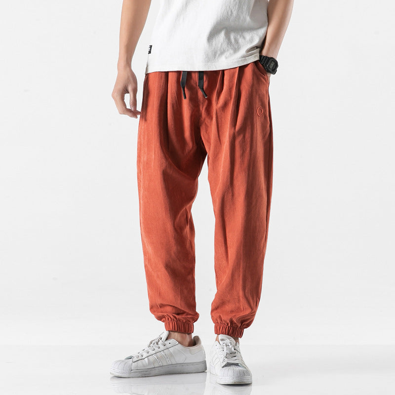 Men’s Summer Loose Casual Trousers – Thin Cotton Nine-Length Pants
