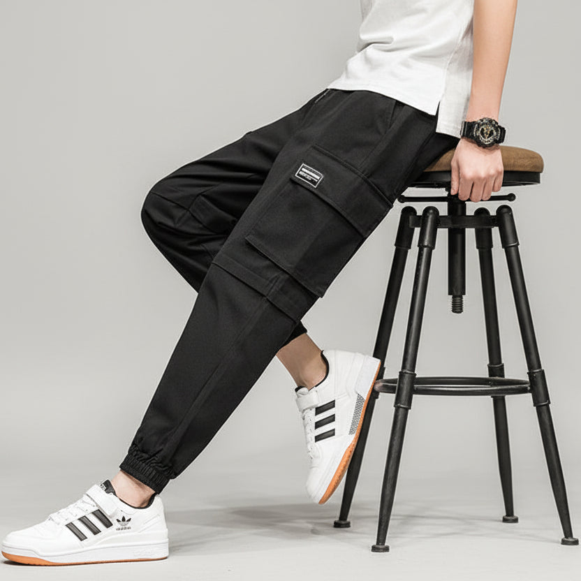 Men’s Harlan Cropped Trousers – Loose Fit Trendy Casual Overalls Pants
