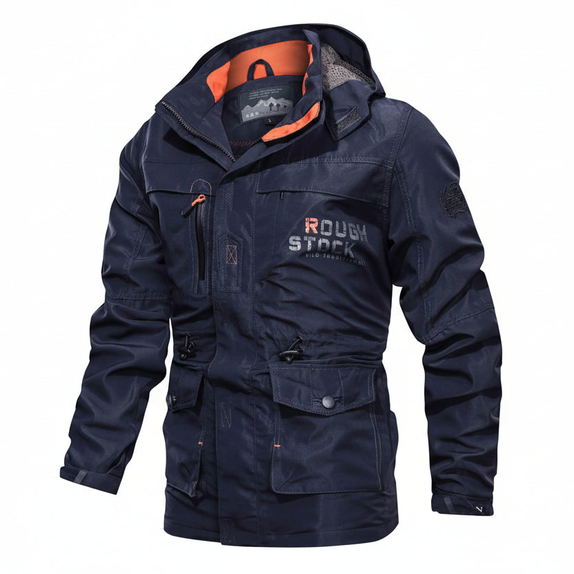 Men’s Medium-Long Casual Outdoor Hooded Jacket – Plus Size Zip-Up Coat