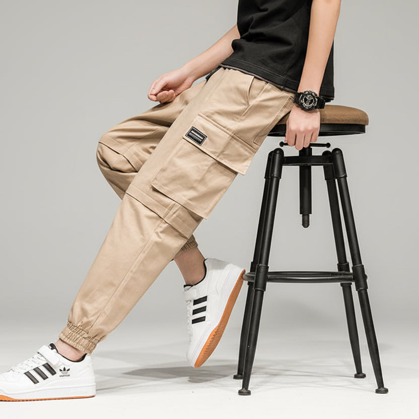 Men’s Harlan Cropped Trousers – Loose Fit Trendy Casual Overalls Pants