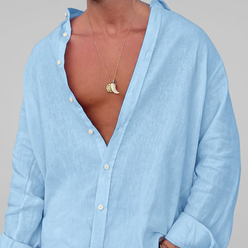 Men’s Outdoor Long Sleeve Cotton Shirt –  Casual Holiday Streetwear Loose Cardigan Top