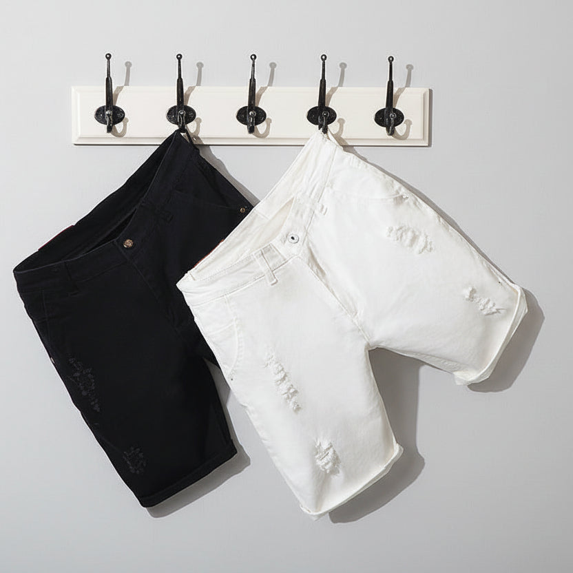 Men’s Korean Style Denim Shorts – Loose Straight Fit Washed Cotton
